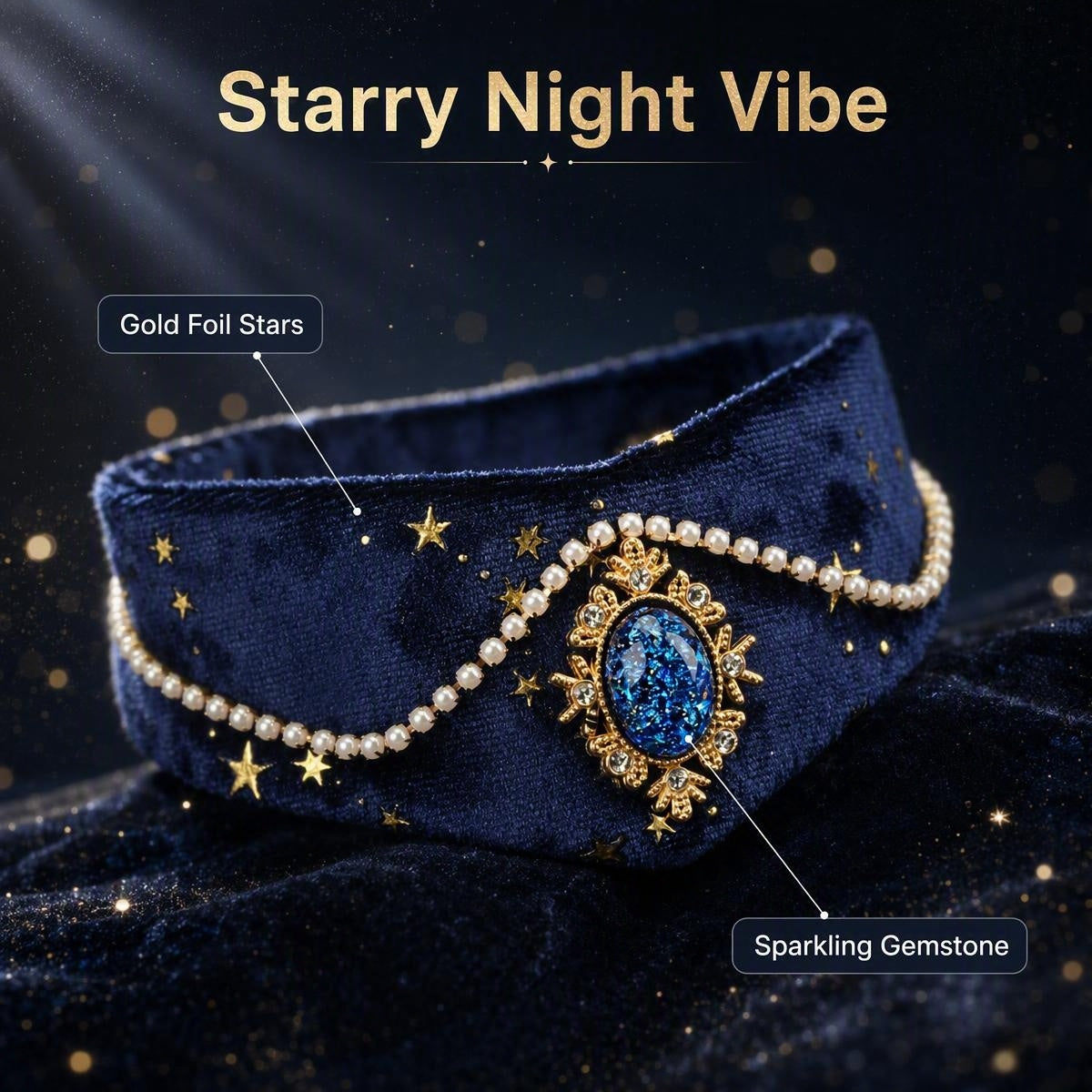 HoneyBunny Starlight Velet Collar